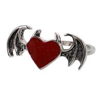 MAGICLULU Anello da Donna a Forma di Cuore in Lega Rosso, Anello a Cuore Hip-hop Retrò per Moda e Occasione Romantica, Gioielli di Dichiarazione per Ragazza e Anniversario