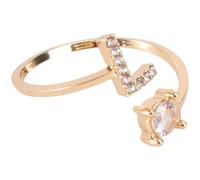 MAGICLULU Anello Regolabile da Donna Lettera Aperta Dorata, Anello da Dito Chic Strass Intarsiati, Gioielli per Feste e Fidanzamento, Regalo per Compleanni e Anniversari