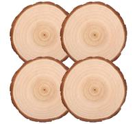 MAGICLULU Base per Fioriera in Legno Naturale con Corteccia 2 Pezzi, Portavaso da Balcone e Porta Torta Rotondo Diametro 11 Cm Altezza 4 Cm, Supporto per Piante da Interno e Giardino