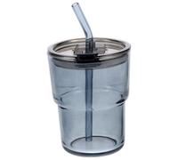 MAGICLULU Bicchiere di Vetro Fondo Piatto con Coperchio e Cannuccia per Caffè Freddo per Bevande Ghiacciate e Tè Freddo da Portare Ovunque