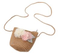 MAGICLULU Borsa Intrecciata in Paglia per Bambina Struttura Robusta, Resistente e Spaziosa, lo Shopping Quotidiano e Picnic All'aperto, Colore Caffè