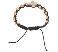 MAGICLULU Bracciale da Preghiera Unisex in Legno e Lega con Croce, Leggero e Confortevole, Stile Semplice ed Elegante, per Uso Personale e Regalo