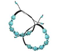 MAGICLULU Braccialetto Donna Turchese Intrecciato a Mano Ciondolo Tartaruga, Set 2 Pezzi di Gioielli Delicati alla Moda, Accessorio Regalo per Viaggi e Uso Quotidiano