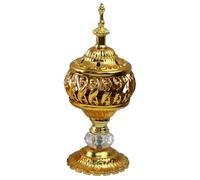MAGICLULU Bruciatore Decorazione Oro Stile Medio Oriente di Incenso in Ferro Design Creativo e Compatto Elegante e Portatile, Purifica L'aria per Casa e Feste