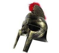 MAGICLULU Cappello da Soldato Dell'antica Roma Comodo e Riutilizzabile in Plastica Oro Piuma Rossa per Festa di Halloween e Gioco di Ruolo per Ragazzi e Ragazze