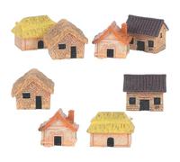MAGICLULU Casetta in Resina Decorazione Versatile e Resistente allo Sbiadimento 8 Pezzi Tetto di Paglia Stile Rustico Vintage per Bonsai e Casa delle Bambole