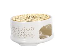 MAGICLULU Ceramic Tea Warmer For Glass Teapots With Candle Holder Stable And Safe Ceramic Stand Stainless Steel Trivet For Heating Milk And Various Teas At Home Office