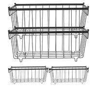 MAGICLULU Cestelli per Congelatore in Metallo con Manici Pieghevoli, Set da 4 Pezzi, Organizer Portaoggetti per Frigorifero e Freezer, Contenitori Salvaspazio per Conservazione Alimenti