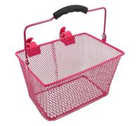 MAGICLULU Cestino Bicicletta Bambina in Ferro Rosa con Manico Rimovibile Contenitore Anteriore per Bici Adatto Tricicli e Scooter Spazioso e Facile da Trasportare