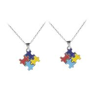 MAGICLULU Collana Puzzle Autistico da 2 Pezzi, Collana Creativa Leggera e Compatta, Gioielli Decorativi la Consapevolezza Dell'autismo, Regalo Festa Compleanno e Adulti
