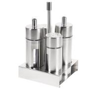 MAGICLULU Contenitori per Condimenti Base Stabile in Acciaio Inossidabile Set di 4 Design Rimovibile e Corpo Trasparente Facile da Versare e Organizzare per Cucina e Casa