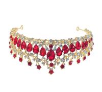 MAGICLULU Corona da Sposa in Strass Rossa, Copricapo Elegante per Matrimonio e Festa, Accessorio Decorativo per Abiti da Sposa e Cerimonie Speciali