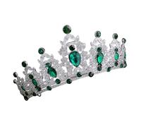 MAGICLULU Corona Decorativa Barocca Verde per Chioma da Sposa, Tiara della Regina Reale Strass Brillante per Matrimoni, Compleanni ed Eventi Speciali