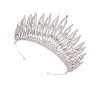 MAGICLULU Corona Nuziale Argento da Sposa 1 Pezzo, Tiara da Fata Leggera e Resistente per Matrimonio, Festa e Fidanzamento, Accessorio Chioma Donna Elegante e Portatile