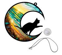 MAGICLULU Decorazione da Parete in Acrilico Gatto e Mezzaluna, Ornamento Natalizio Resistente e Non Sbiadisce, per Giardino e Patio, Set 1 Pezzo