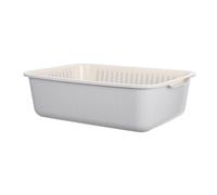 MAGICLULU Double-layer Vegetable Draining Basket in Plastic Efficient Water Separation For Kitchen Use Compact Grey Beige Rice Washer And Fruit Wash Bin Space-saving Design