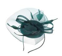 MAGICLULU Fascinator da Donna in Rete Verde Scuro Piume, Cappello da Cerimonia Nuziale Leggero e Decorativo, Copricapo per Sposa e Festa Tè, Fascia per Chioma Elegante per Matrimoni