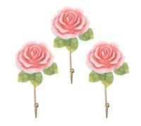MAGICLULU Ganci Decorativi da Parete in Resina 3 Pezzi Forma Rosa Fori per Appendere Sciarpe Chiavi e Asciugamani per Bagno e Soggiorno