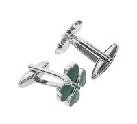 MAGICLULU Gemelli da Polso a Forma di Cuore Trifoglio Irlandese Smaltato, Set 2 Pezzi in Lega Verde, Chiusure per Polsini Eleganti per Uomo, Accessori per Camicia e Bomboniere per Festa