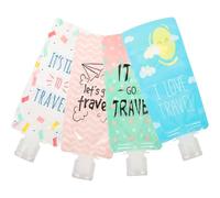 MAGICLULU Kit da Viaggio 4 Pezzi Sacchetti per Cosmetici 100ml in Materiali Pet Pa Pe con Tappi, Portatile e Resistente per Shampoo e Lozione Durante i Viaggi