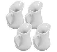 MAGICLULU Lattiera in Ceramica Bianca Raffinata e Delicata da 80ml Set 4 Pezzi Facile da Pulire e Usare per Servire Latte e Preparare Caffè a Casa al Ristorante