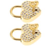 MAGICLULU Lucchetto a Cuore Chiave e Piccolo Lucchetto a Forma di Cuore Strass, Set da 2 Pezzi in Lega, Colore Oro, per Uso Personale e Decorazione di Borse