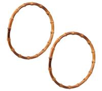 MAGICLULU Manici per Borse Rotondi in bambù Naturale 2 Pezzi Accessori per Borse Fatte a Mano Anelli per Manici Diametro Interno 15 CM e Tracolle Estive