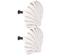MAGICLULU Maniglie per Cassetti a Conchiglia Vintage in Ghisa Bianca, Set 2 Pezzi, Maniglie per Mobili e Guardaroba Stile Marino per Decorazione Casa