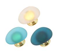 MAGICLULU Maniglie per Cassetti in Cristallo Trasparente e Blu Lago, Pomelli in Lega di Zinco 30x24x22mm per Mobili da Cucina, Armadi e Bagno, Set da 3 Pezzi per Arredamento Casa Elegante