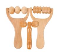 MAGICLULU Massaggiatore a Rulli in Legno per Corpo Set 3 Pezzi Rullo Piedi Schiena Collo, Strumento per Massaggio Palmare Ergonomico Portatile per Sollievo e Circolazione