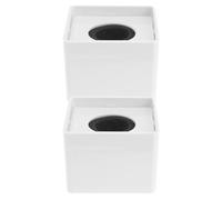 MAGICLULU Microfono Cubo Supporto Antiurto ABS 2Pezzi Bianco Quadrato Logo per Interviste e Presentazioni Professionali Personalizzabile Pannello Inciso