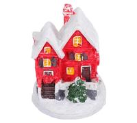 MAGICLULU Mini Resin Christmas House Ornament Compact Fairy Garden Sculpture for Holiday Tabletop Detailed Moss Landscape Decoration Winter Village Themed Resin House for Festive Home