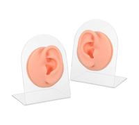 MAGICLULU Modelli di Orecchio in Silicone Sinistro e Destro con Supporto Acrilico per Pratica Piercing e Esposizione Gioielli Protesi Auricolare Umana Flessibile per Formazione e