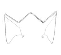 MAGICLULU Occhiali da Donna Mezza Montatura senza Lenti con Decorazioni Brillanti in Lega di Rame e Magnesio Argento con Catena, Design Versatile e Stile Punk per Varie Occasioni