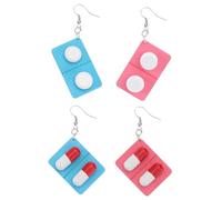 MAGICLULU Orecchini Accessori Unici per Orecchie in Legno Creativi Pendenti Forma Capsula Medicina 2 Paia Resistente e Facile da Abbinare per Feste in Maschera
