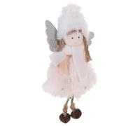 MAGICLULU Ornamento Angioletto Natalizio in Peluche Bianco Decorazione Morbida Da Appendere Per Albero Di Natale Addobbo Natalizio Per Casa e Giardino Idea Regalo Festiva
