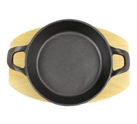 MAGICLULU Padella per Uova Mini in Ghisa da 16 Cm Doppia Maniglia, Antiaderente, Resistente a Bruciature, Adatta per Colazione, Barbecue e Piani Cottura a Induzione, Set Base in Legno