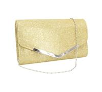 MAGICLULU Pochette da Donna Catena Oro in Materiale Glitter, Borsa da Cerimonia Semplice e Pratica Capacità Media per Cocktail Serali e Riunioni di Famiglia