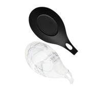 MAGICLULU Poggia Cucchiaio da Cucina in Silicone Antiscivolo Set 2 Pezzi Nero e Marmo, Porta Cucchiaini e Poggiamestolo Resistente al Calore per Cucina, Ristorante e Uso Domestico