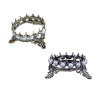 MAGICLULU Portapenne per Nail Art Elegante Corona con Perline in Lega 2 Pezzi, Porta Pennelli per Manicure Pratico e Portatile, Accessorio la Cura delle Unghie