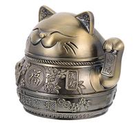 MAGICLULU Posacenere a forma di gatto, in lega di zinco, antivento, portatile, in metallo, con gatto Maneki giapponese, decorazione per la casa, ufficio, uso interno ed esterno, 11 cm