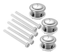 MAGICLULU Pulsante di Scarico Doppio per Wc 38mm Rotondo in Abs Placcatura Argento, Set da 3 Pezzi, Sostituzione Serbatoio Acqua per Accessori Bagno, Facile Installazione senza Attrezzi,