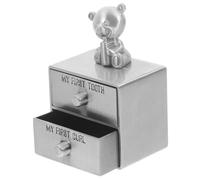 MAGICLULU Scatola Porta Denti da Latte in Metallo Anticato Statua Orso, Contenitore Compatto e Leggero per Conservare Chioma e Dentini, Regalo Ricordo per Ragazzo Ragazza e Ragazzo Ragazza