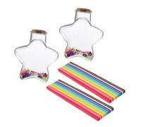 MAGICLULU Set 2 Bottiglie Trasparenti per Desideri con 1080 Stelle Origami Colorate, Barattoli di Plastica Miniatura per Decorazioni Fai da Te e Regali Creativi, Contenitori Portaoggetti