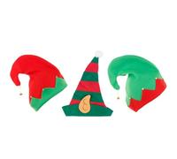 MAGICLULU Set 3 Cappelli da Clown di Natale in Flanella con Campanelli, Cappelli a Strisce Rosse e Verdi, Comodi e Non Deformabili per Feste Natalizie e Attività Comunitarie