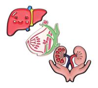 MAGICLULU Set 3 Spille Decorative in Lega a Forma di Organi Creativi Cuore e Polmoni, Spille Divertenti per Zaino e Giacca, Accessori Originali per Mostrare Personalità