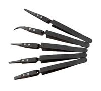 MAGICLULU Set 5 Pinzette Antistatiche in Plastica Manico Acciaio Inox, Resistenti al Calore, Dritte e Curve per Lavori di Precisione Elettronica e Laboratorio, Uso Professionale in Ambienti