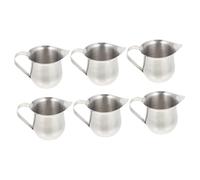 MAGICLULU Set 6 Mini Tazze da Latte in Acciaio Inossidabile Argento | Forma Tonda, Facili da Pulire, Uso Multiuso per Cucina e Servizio, Stile Semplice ed Elegante