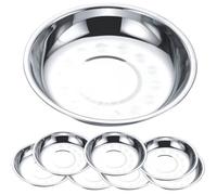 MAGICLULU Set 8 Pezzi Piatti Rotondi in Acciaio Inox per Barbecue e Campeggio, Resistenti, Facili da Pulire Riunioni e Ristoranti