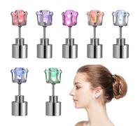 MAGICLULU Set da 7 Orecchini Luminosi LED in Acciaio Inossidabile e Cristallo, Lampi e Luci per Feste e Party, Accessori Unisex per Ogni Occasione Divertente